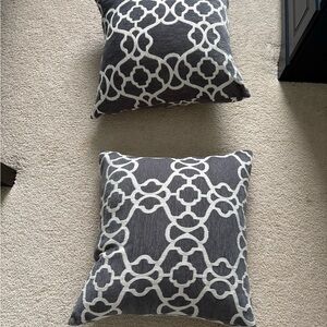 Gray and White Patterned Throw Pillow Set